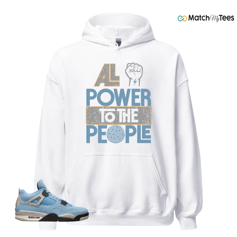 NIKE JORDAN 4 RETRO UNIVERSITY BLUE SNEAKER Matching Tees hoodie