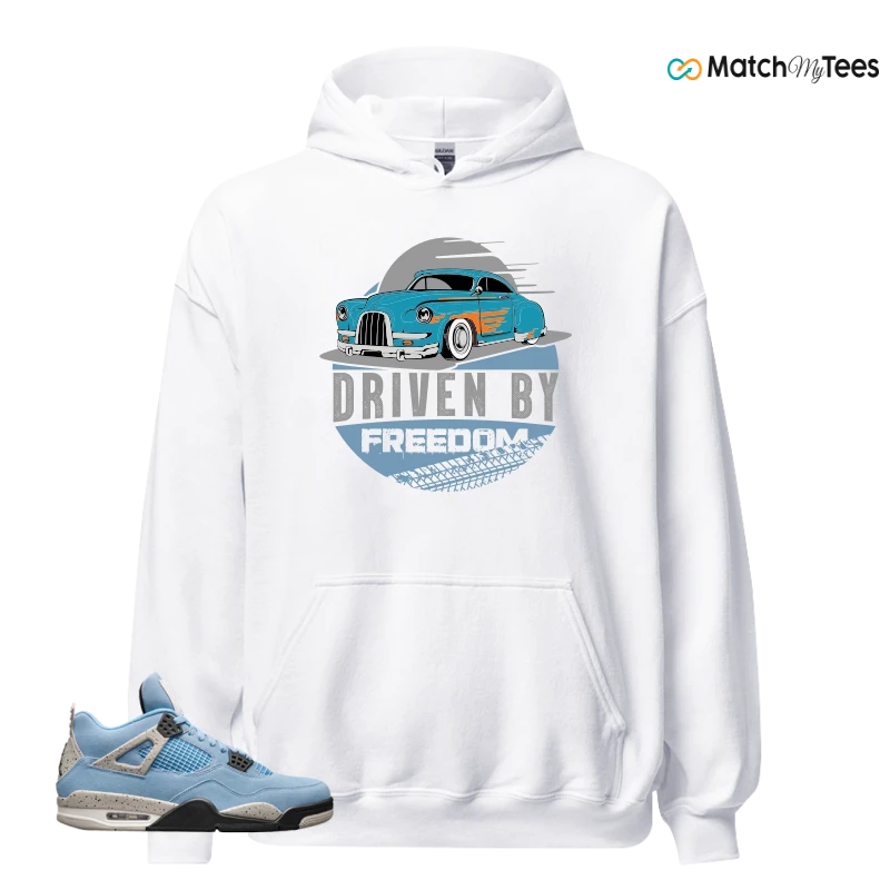 NIKE JORDAN 4 RETRO UNIVERSITY BLUE SNEAKER Matching Tees hoodie