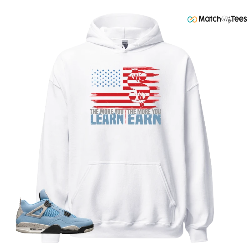 NIKE JORDAN 4 RETRO UNIVERSITY BLUE SNEAKER Matching Tees hoodie