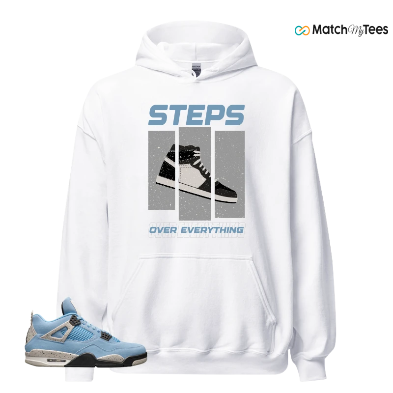 NIKE JORDAN 4 RETRO UNIVERSITY BLUE SNEAKER Matching Tees hoodie