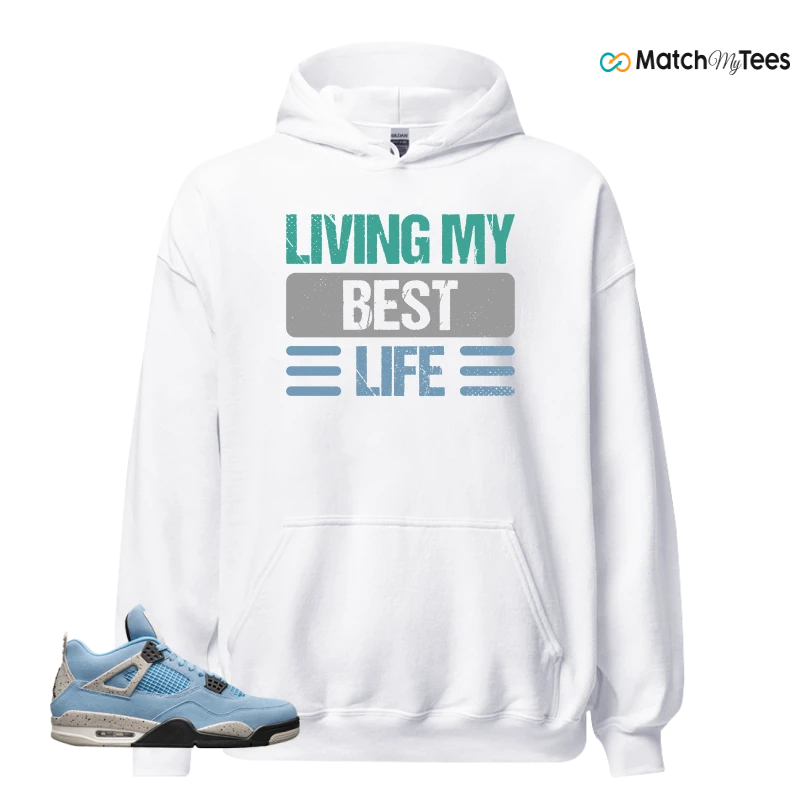 NIKE JORDAN 4 RETRO UNIVERSITY BLUE SNEAKER Matching Tees hoodie