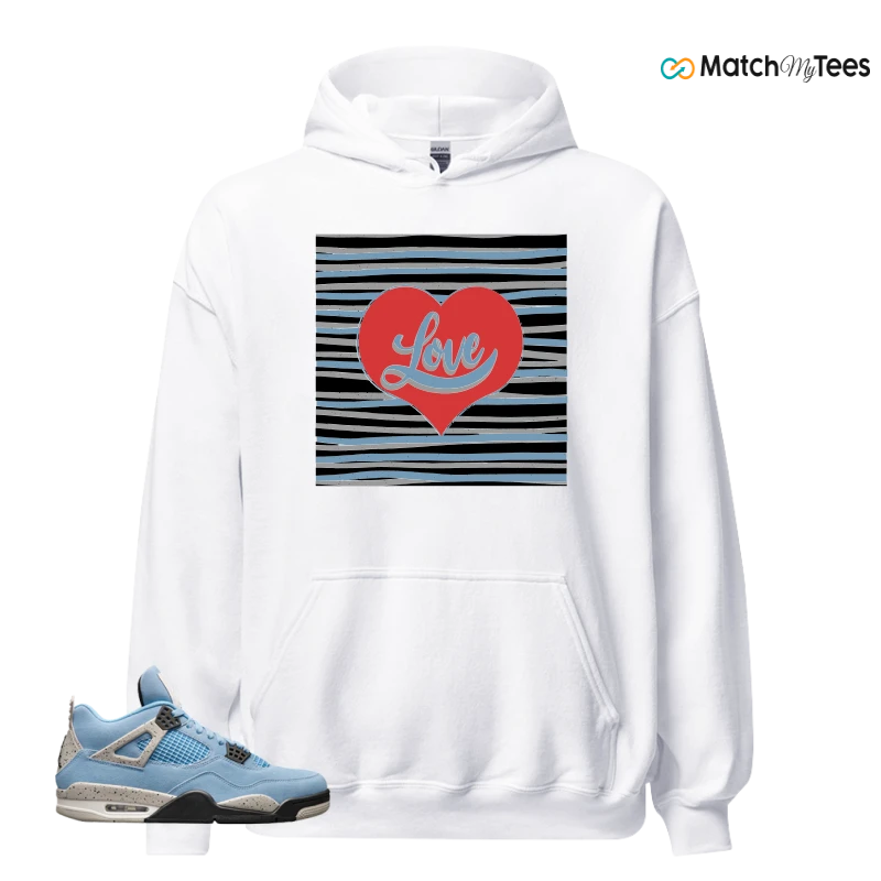 NIKE JORDAN 4 RETRO UNIVERSITY BLUE SNEAKER Matching Tees hoodie
