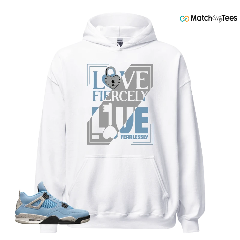 NIKE JORDAN 4 RETRO UNIVERSITY BLUE SNEAKER Matching Tees hoodie