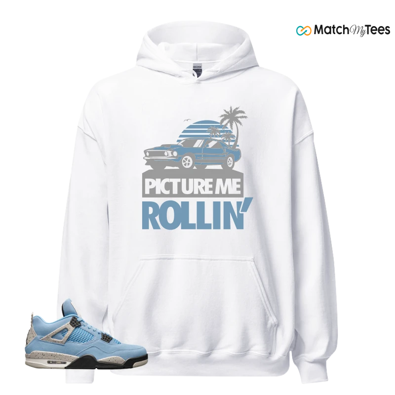 NIKE JORDAN 4 RETRO UNIVERSITY BLUE SNEAKER Matching Tees hoodie