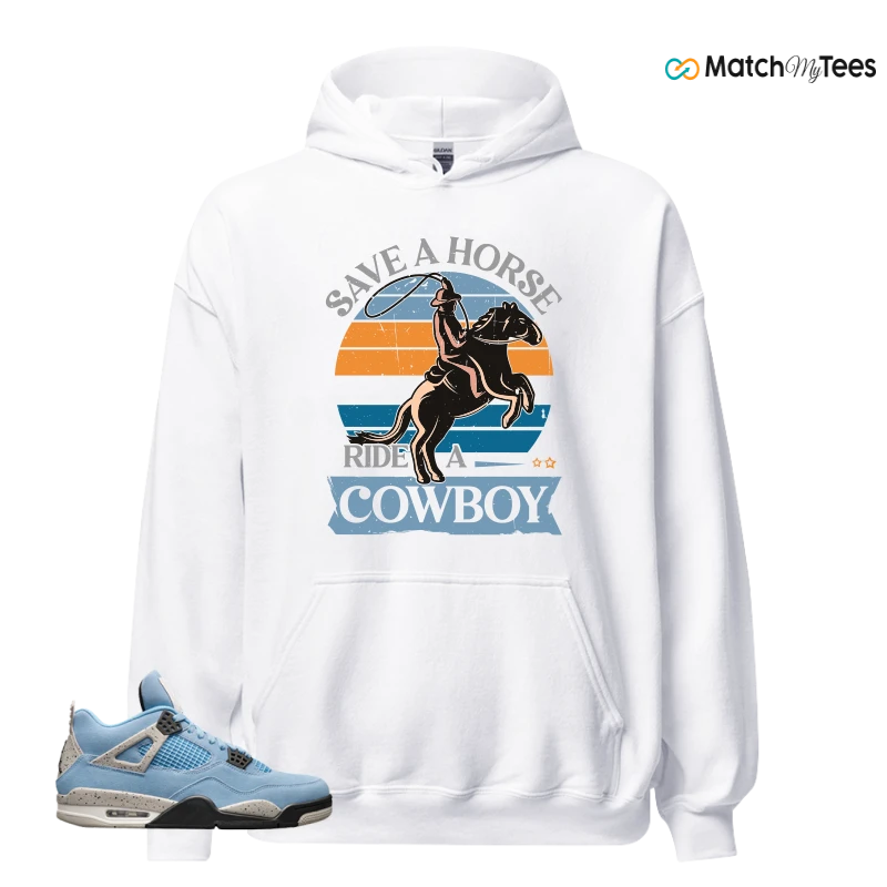 NIKE JORDAN 4 RETRO UNIVERSITY BLUE SNEAKER Matching Tees hoodie