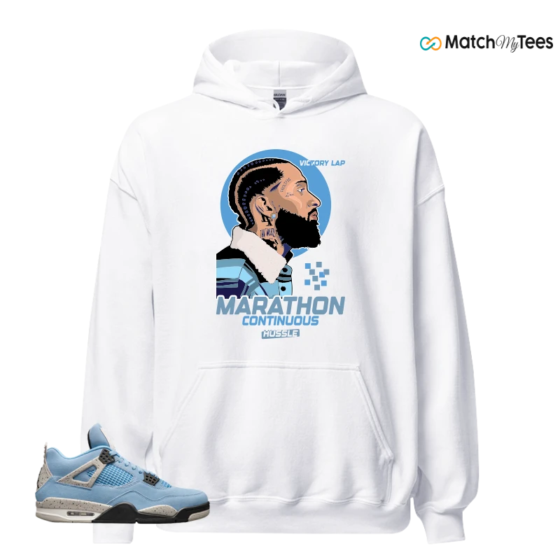 NIKE JORDAN 4 RETRO UNIVERSITY BLUE SNEAKER Matching Tees hoodie