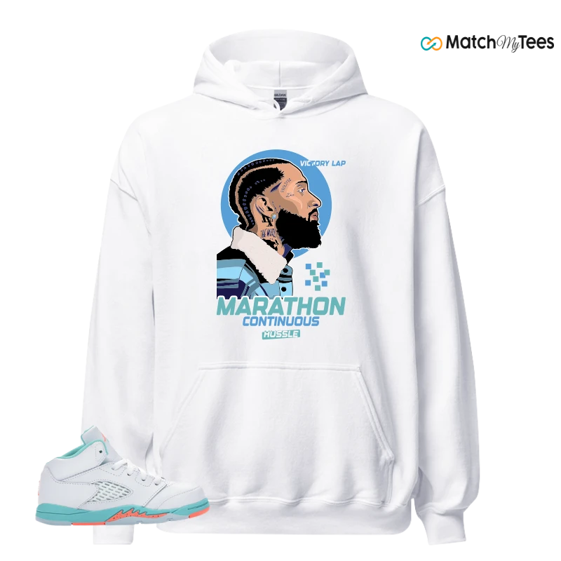 NIKE JORDAN 5 RETRO LIGHT AQUA (TD) SNEAKER Matching Tees Hoodie for Men