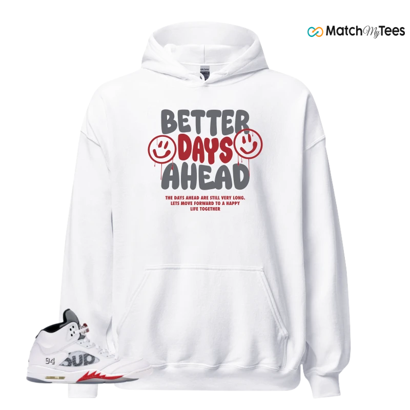 NIKE JORDAN 5 RETRO SUPREME WHITE SNEAKER Matching Tees hoodie
