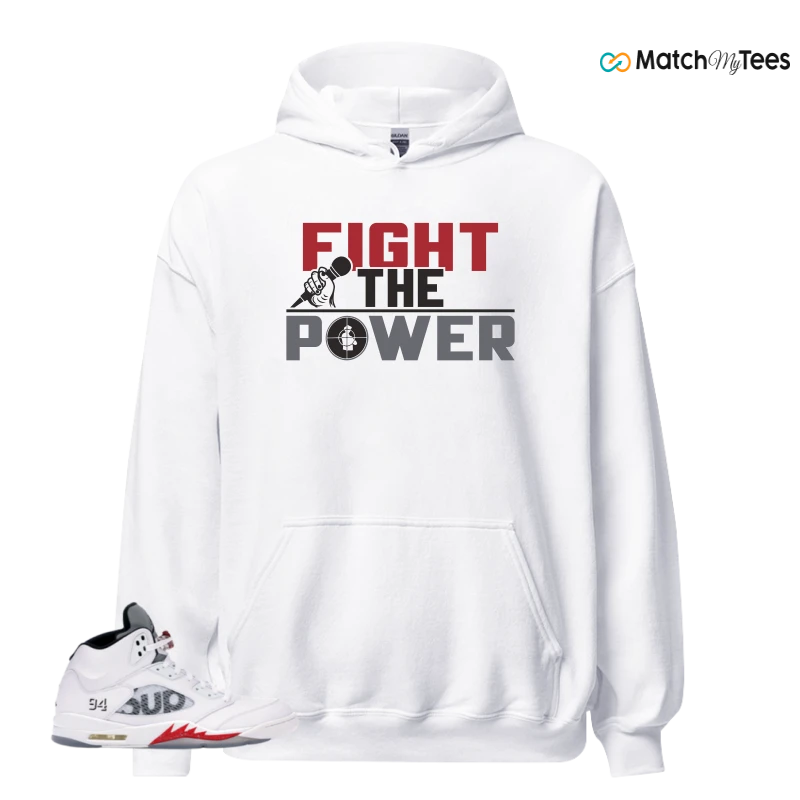 NIKE JORDAN 5 RETRO SUPREME WHITE SNEAKER Matching Tees hoodie