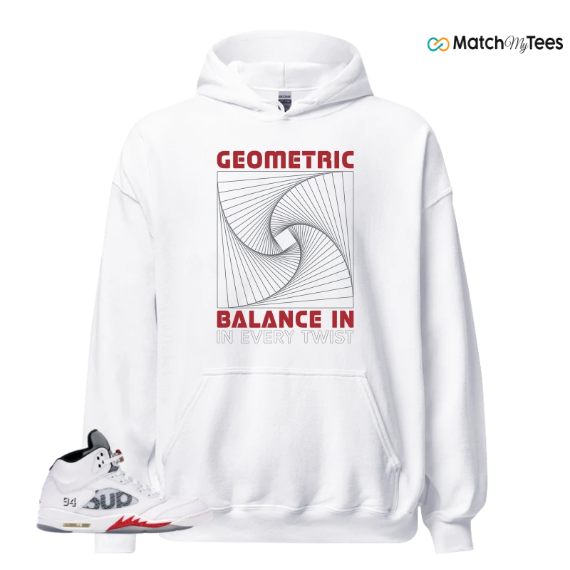NIKE JORDAN 5 RETRO SUPREME WHITE SNEAKER Matching Tees hoodie