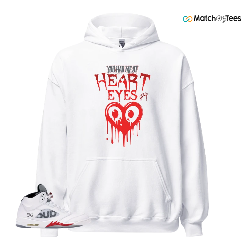 NIKE JORDAN 5 RETRO SUPREME WHITE SNEAKER Matching Tees hoodie