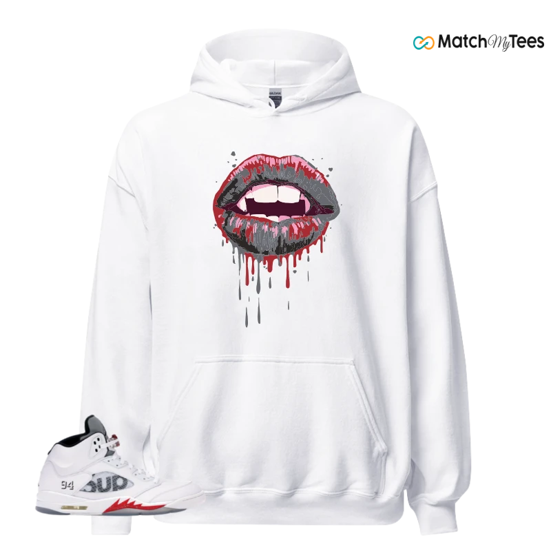 NIKE JORDAN 5 RETRO SUPREME WHITE SNEAKER Matching Tees Hoodie for Men