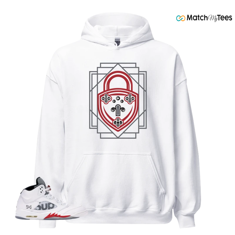 NIKE JORDAN 5 RETRO SUPREME WHITE SNEAKER Matching Tees hoodie