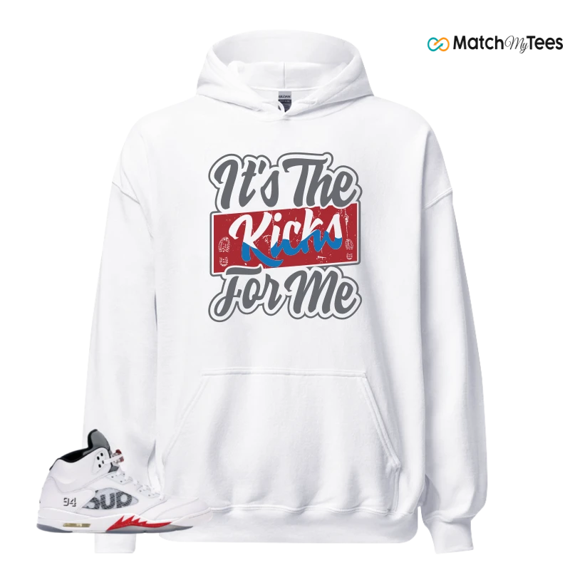 NIKE JORDAN 5 RETRO SUPREME WHITE SNEAKER Matching Tees hoodie