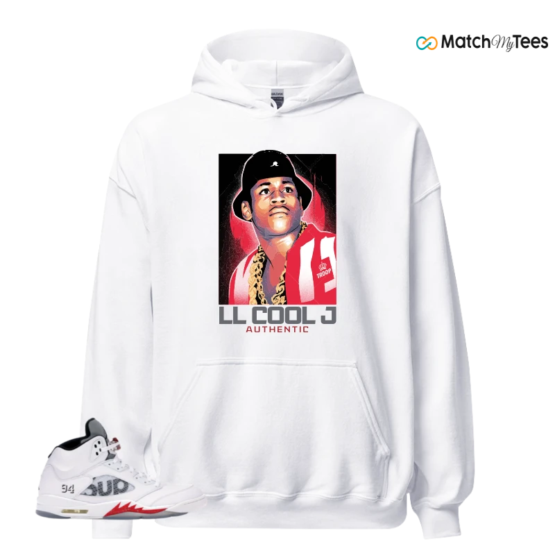 NIKE JORDAN 5 RETRO SUPREME WHITE SNEAKER Matching Tees hoodie