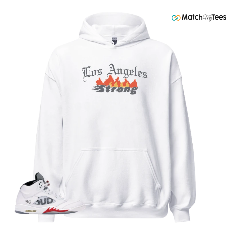 NIKE JORDAN 5 RETRO SUPREME WHITE SNEAKER Matching Tees hoodie