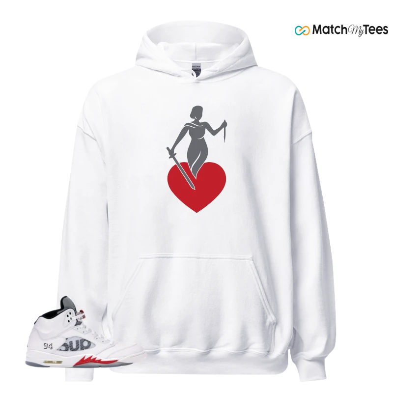 NIKE JORDAN 5 RETRO SUPREME WHITE SNEAKER Matching Tees hoodie