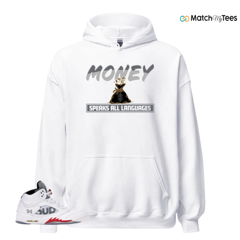 NIKE JORDAN 5 RETRO SUPREME WHITE SNEAKER Matching Tees hoodie