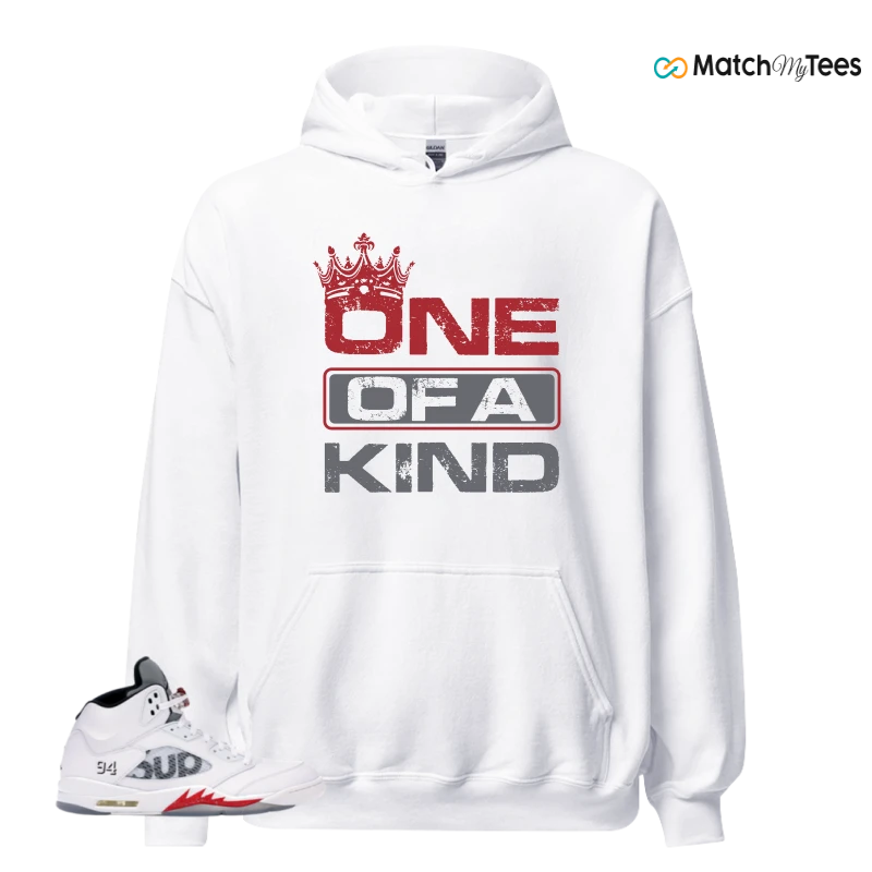 NIKE JORDAN 5 RETRO SUPREME WHITE SNEAKER Matching Tees hoodie