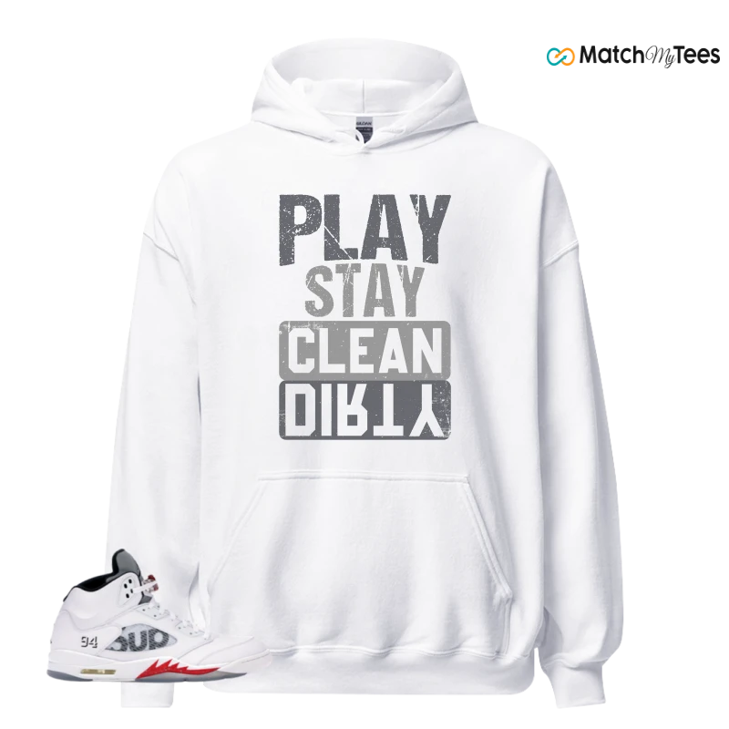 NIKE JORDAN 5 RETRO SUPREME WHITE SNEAKER Matching Tees hoodie