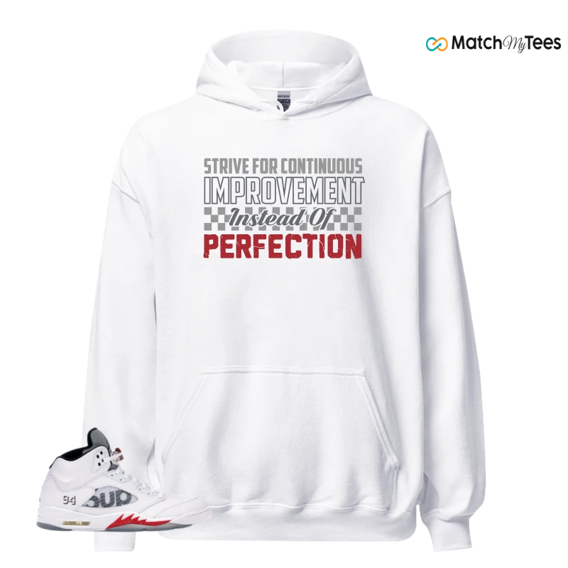 NIKE JORDAN 5 RETRO SUPREME WHITE SNEAKER Matching Tees hoodie
