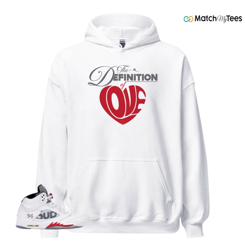 NIKE JORDAN 5 RETRO SUPREME WHITE SNEAKER Matching Tees hoodie
