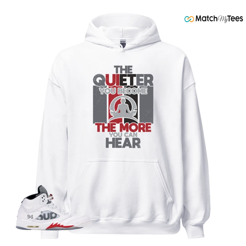 NIKE JORDAN 5 RETRO SUPREME WHITE SNEAKER Matching Tees hoodie