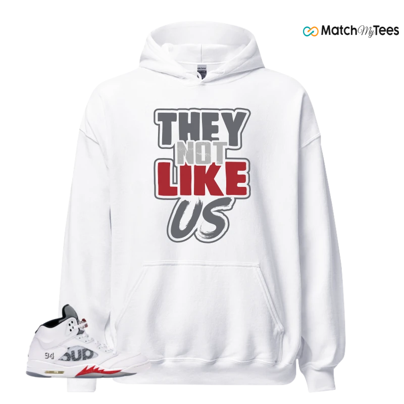 NIKE JORDAN 5 RETRO SUPREME WHITE SNEAKER Matching Tees hoodie