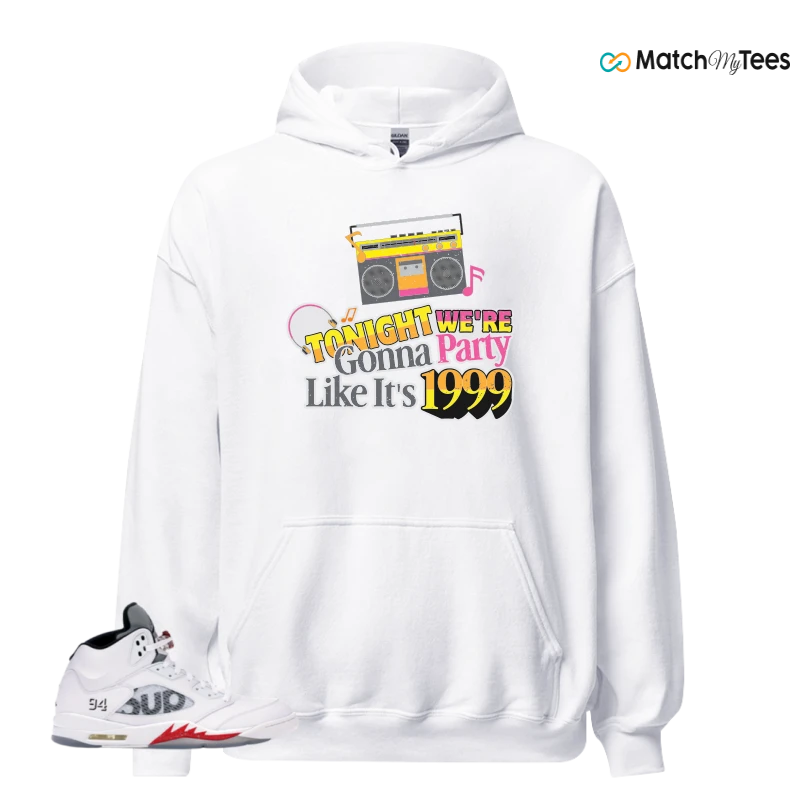 NIKE JORDAN 5 RETRO SUPREME WHITE SNEAKER Matching Tees hoodie