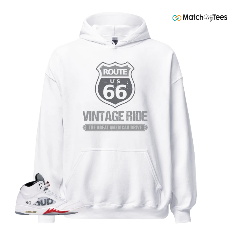 NIKE JORDAN 5 RETRO SUPREME WHITE SNEAKER Matching Tees hoodie
