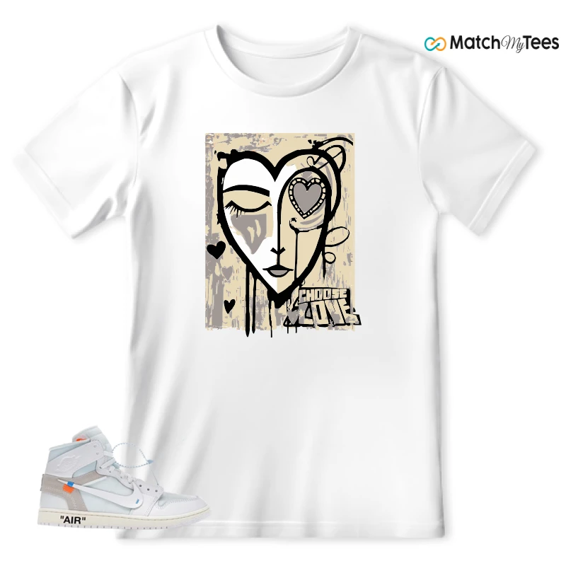 NEKE AIR JORDAN 1 RETRO HIGH OG VIRGIL ABLOH ARCHIVE ALASKA SNEAKER/WHITE/WHITE matching T-shirt