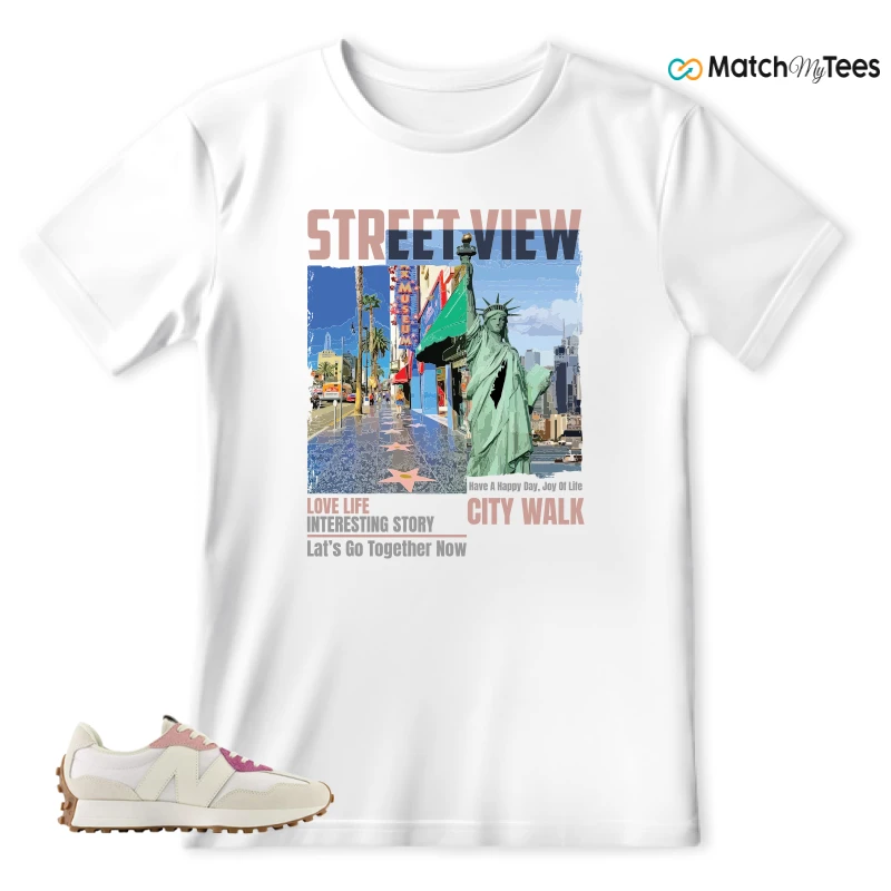 NEW BALANCE 327 CALIA WHITE PINK PINK SNEAKER Matching Tees t-shirt