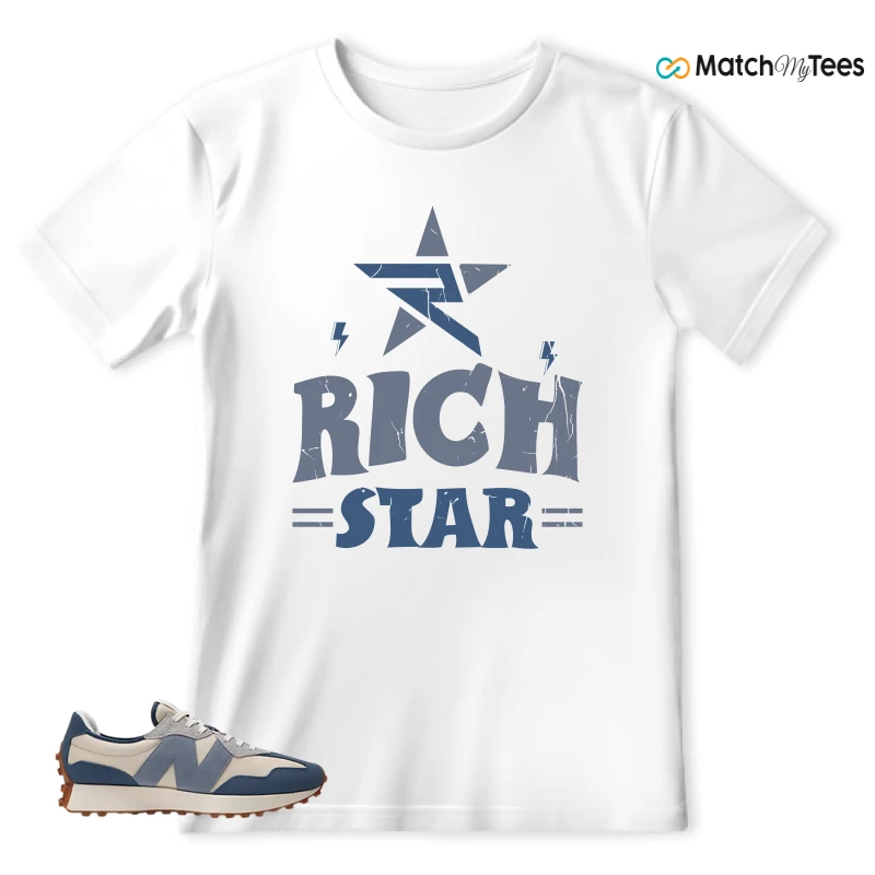 NEW BALANCE 327 VINTAGE INDIGO ARCTIC GREY SNEAKER Matching Tees t-shirt