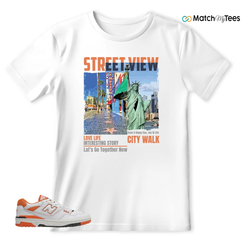 NEW BALANCE 550 IN BURNT ORANGE SNEAKER Matching Tees t-shirt
