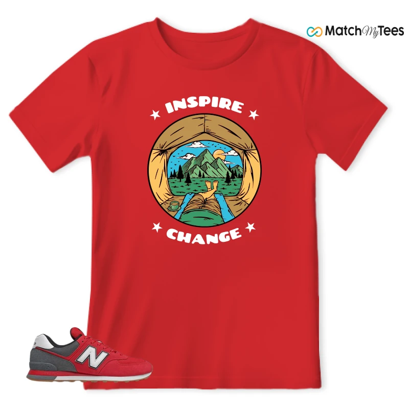NEW BALANCE 574 RED LEAD SNEAKER Matching Tees t-shirt
