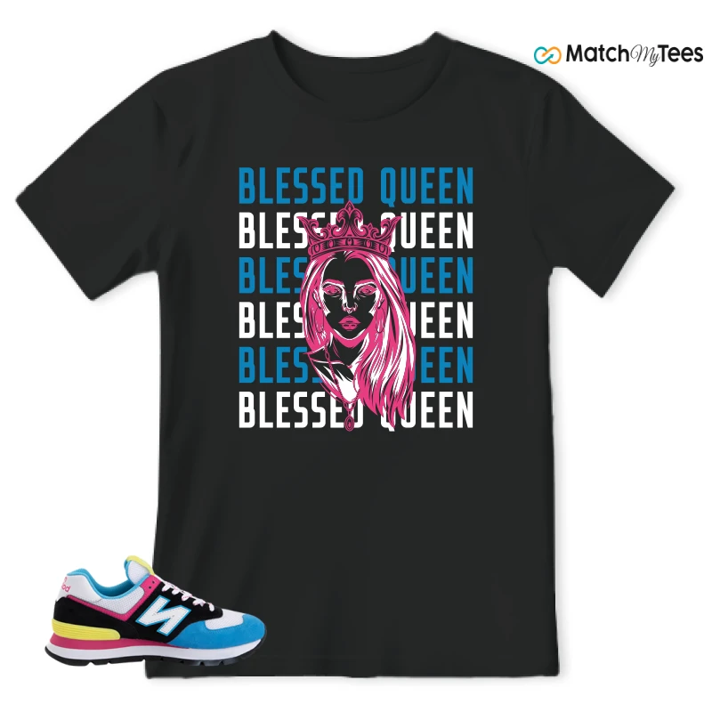 NEW BALANCE 574 RUGGED BLACK BLUE PINK SNEAKER Matching Tees t-shirt