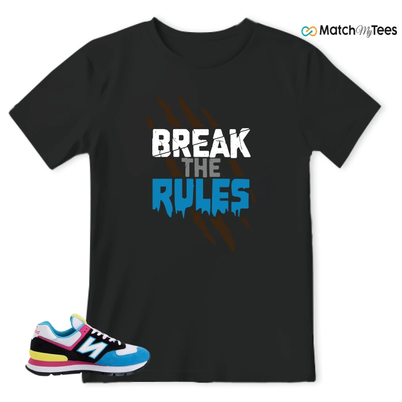 NEW BALANCE 574 RUGGED BLACK BLUE PINK SNEAKER Matching Tees t-shirt