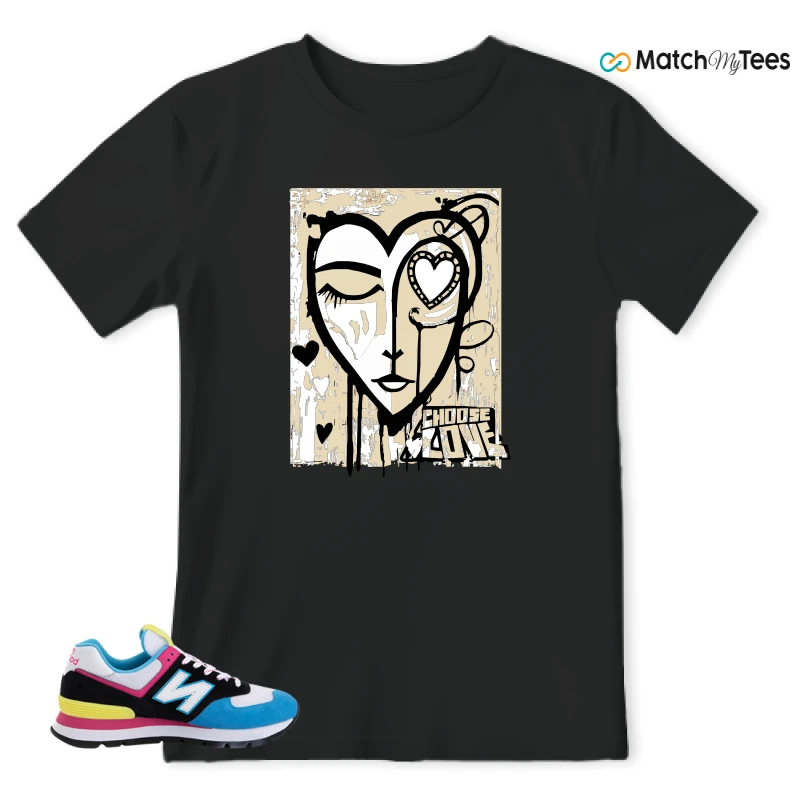 NEW BALANCE 574 RUGGED BLACK BLUE PINK SNEAKER Matching Tees t-shirt
