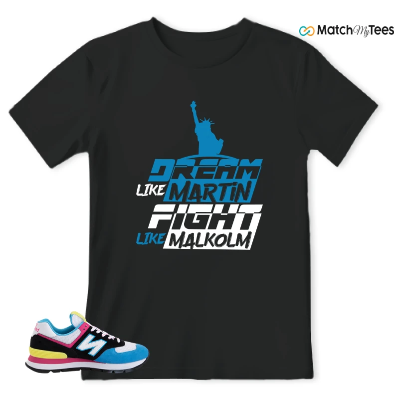 NEW BALANCE 574 RUGGED BLACK BLUE PINK SNEAKER Matching Tees t-shirt
