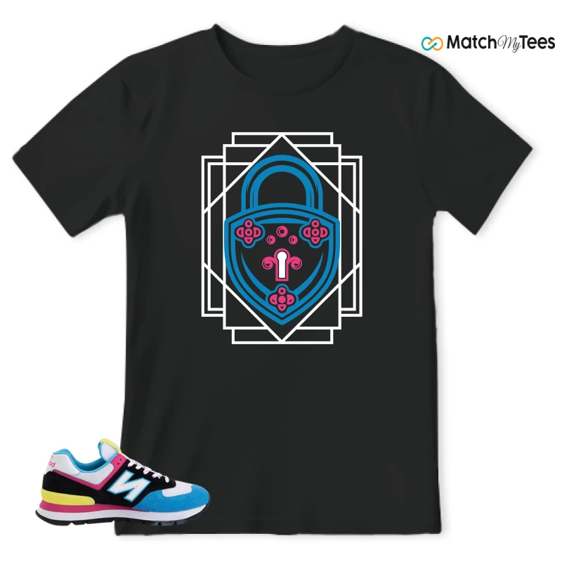 NEW BALANCE 574 RUGGED BLACK BLUE PINK SNEAKER Matching Tees t-shirt