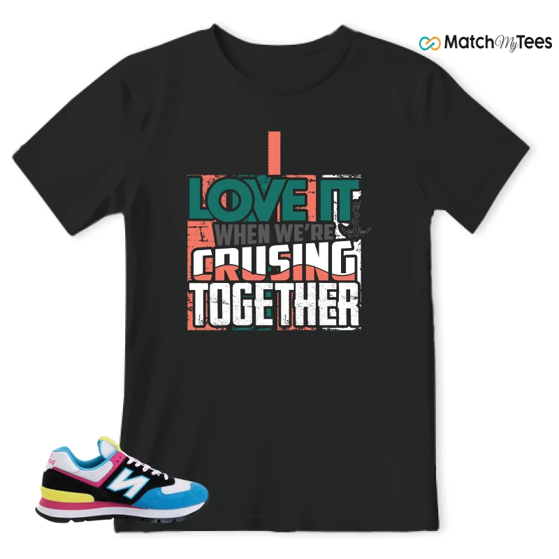 NEW BALANCE 574 RUGGED BLACK BLUE PINK SNEAKER Matching Tees T-shirt for Men