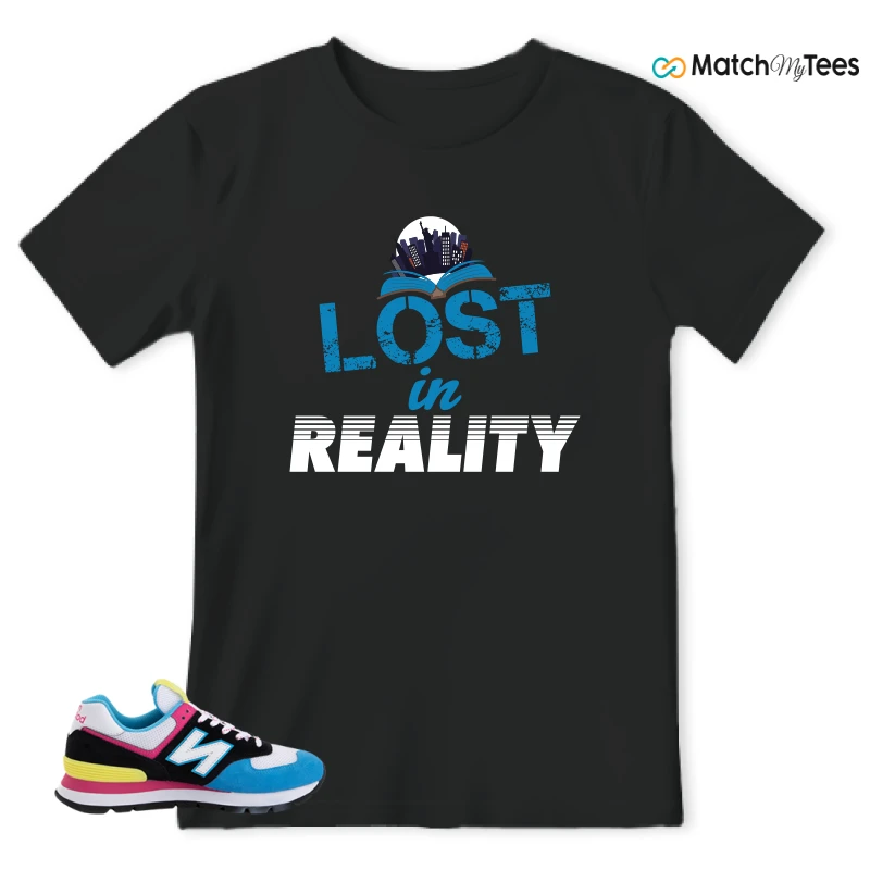 NEW BALANCE 574 RUGGED BLACK BLUE PINK SNEAKER Matching Tees t-shirt