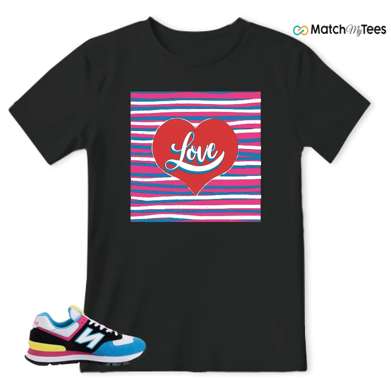 NEW BALANCE 574 RUGGED BLACK BLUE PINK SNEAKER Matching Tees t-shirt