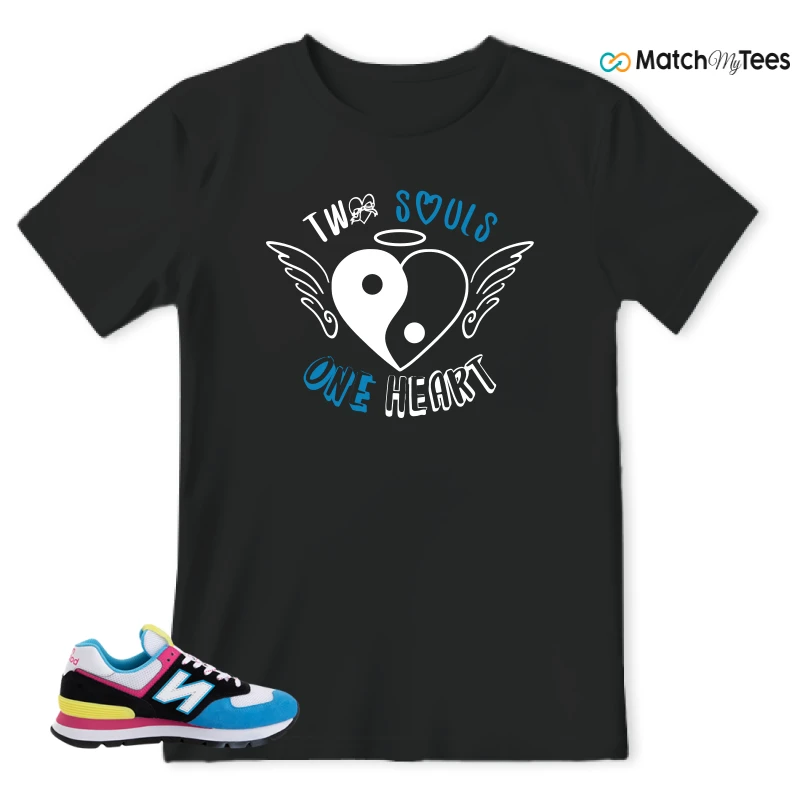 NEW BALANCE 574 RUGGED BLACK BLUE PINK SNEAKER Matching Tees t-shirt