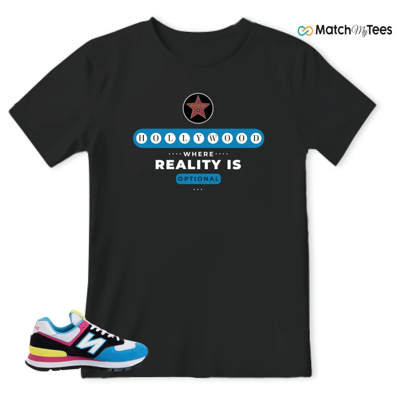 NEW BALANCE 574 RUGGED BLACK BLUE PINK SNEAKER Matching Tees t-shirt