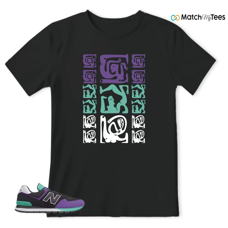 NEW BALANCE 574 RUGGED BLACK PRISM PURPLE SNEAKER Matching Tees t-shirt