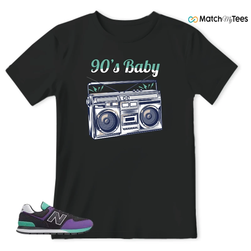 NEW BALANCE 574 RUGGED BLACK PRISM PURPLE SNEAKER Matching Tees t-shirt