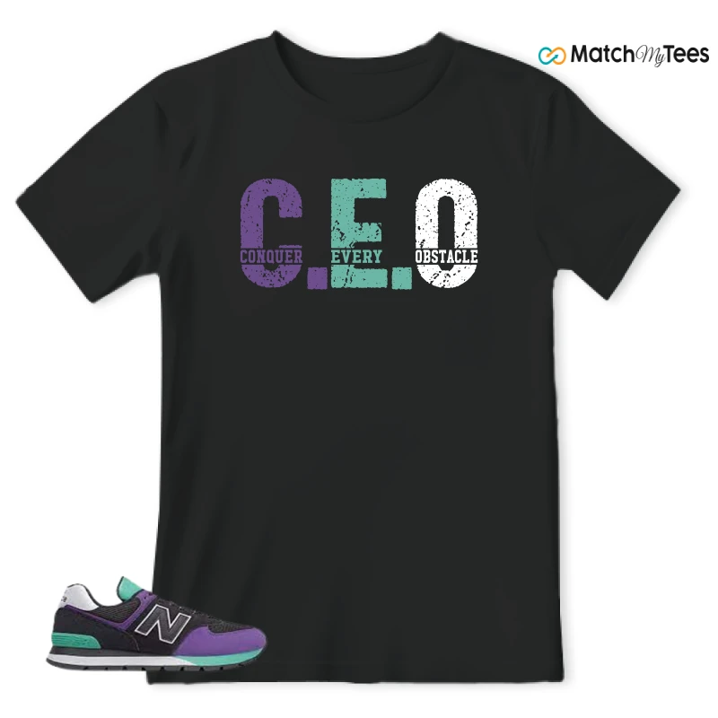 NEW BALANCE 574 RUGGED BLACK PRISM PURPLE SNEAKER Matching Tees t-shirt