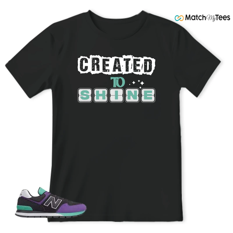 NEW BALANCE 574 RUGGED BLACK PRISM PURPLE SNEAKER Matching Tees t-shirt