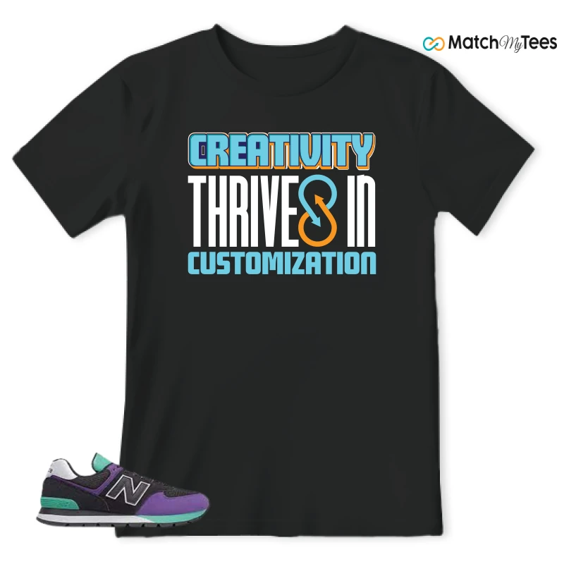 NEW BALANCE 574 RUGGED BLACK PRISM PURPLE SNEAKER Matching Tees t-shirt